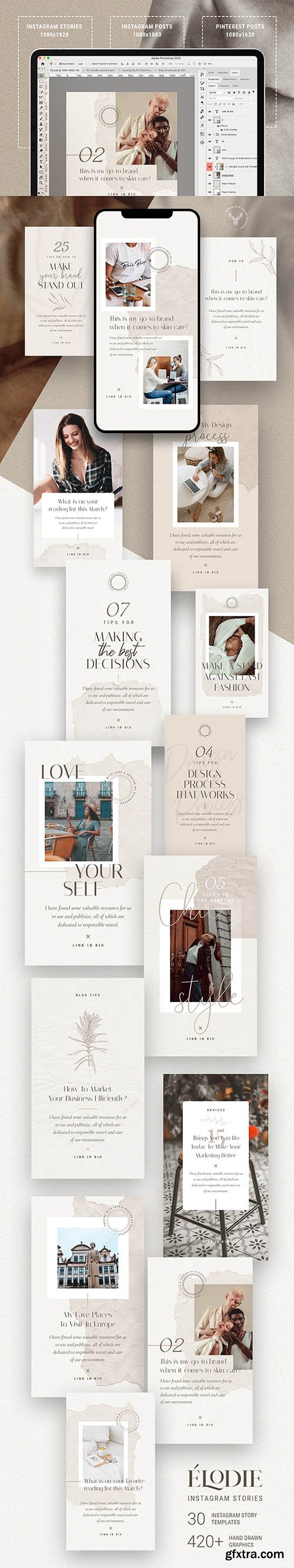 CreativeMarket - PS + Canva - Elodie Social Media Templates Pack 4888452