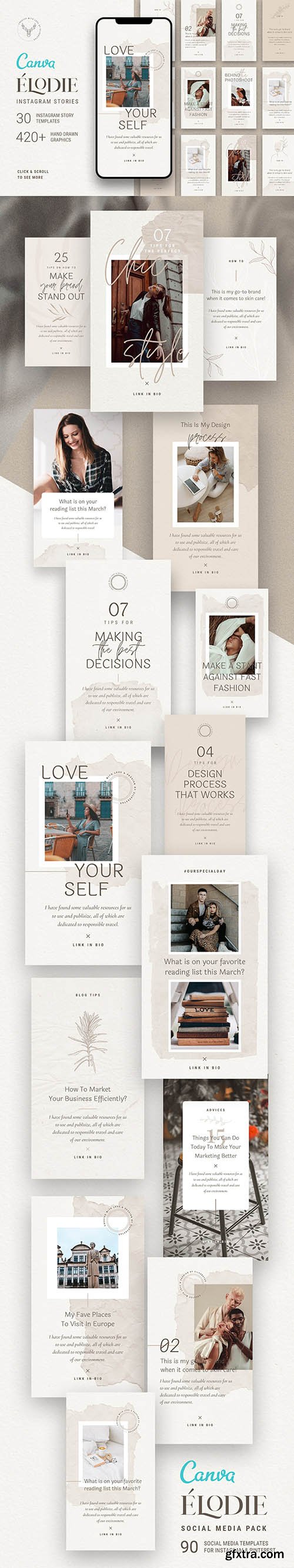 CreativeMarket - PS + Canva - Elodie Social Media Templates Pack 4888452