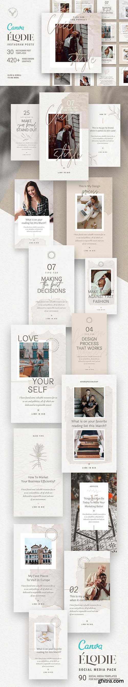 CreativeMarket - PS + Canva - Elodie Social Media Templates Pack 4888452