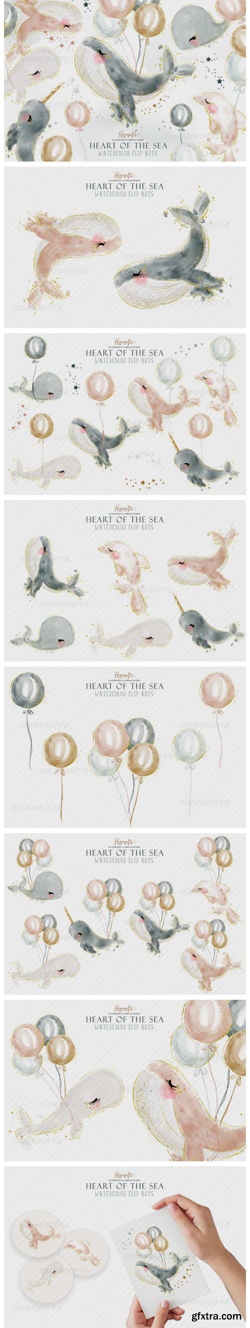 Watercolor Whale Cliparts 4033050