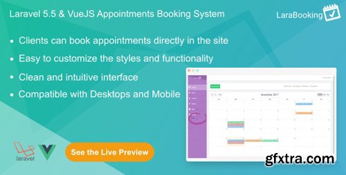 CodeCanyon - LaraBooking v1.0.1 - Laravel Appointments Booking System - 21052512