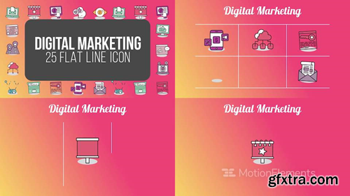 me14681132-digital-marketing-flat-line-icons-montage-poster