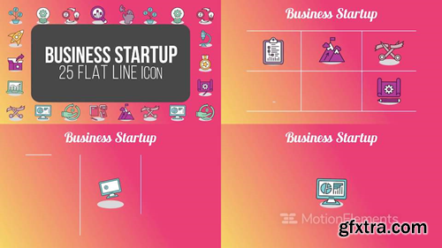 me14681134-business-startup-flat-line-icons-montage-poster