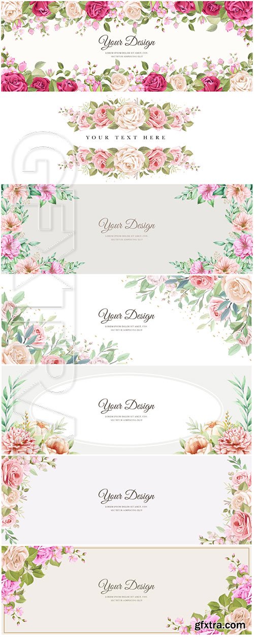 Beautiful banner floral and leaves template