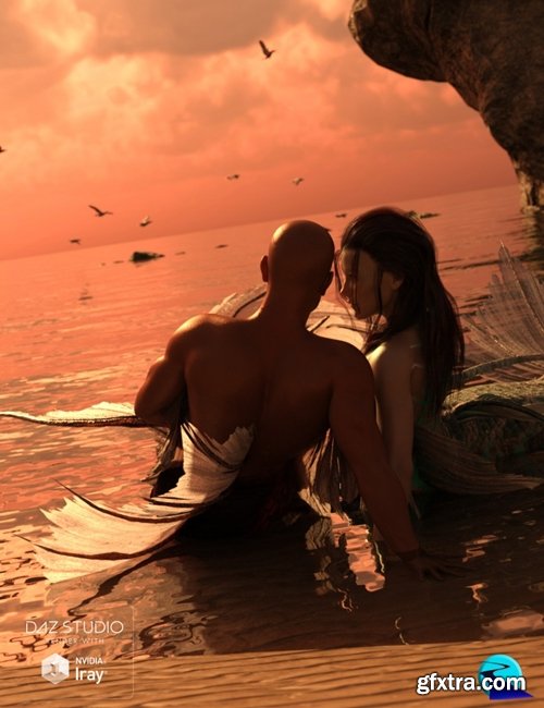 Daz3D - Aguja Mermaid and Alascanus Merman Couple Poses