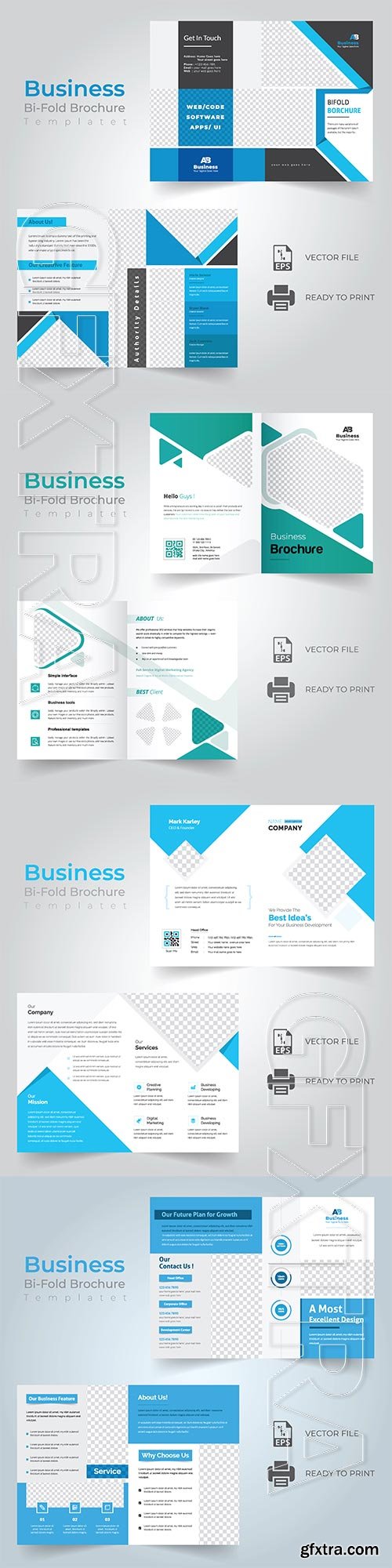 Bi-fold vector brochure template design, corporate business concept