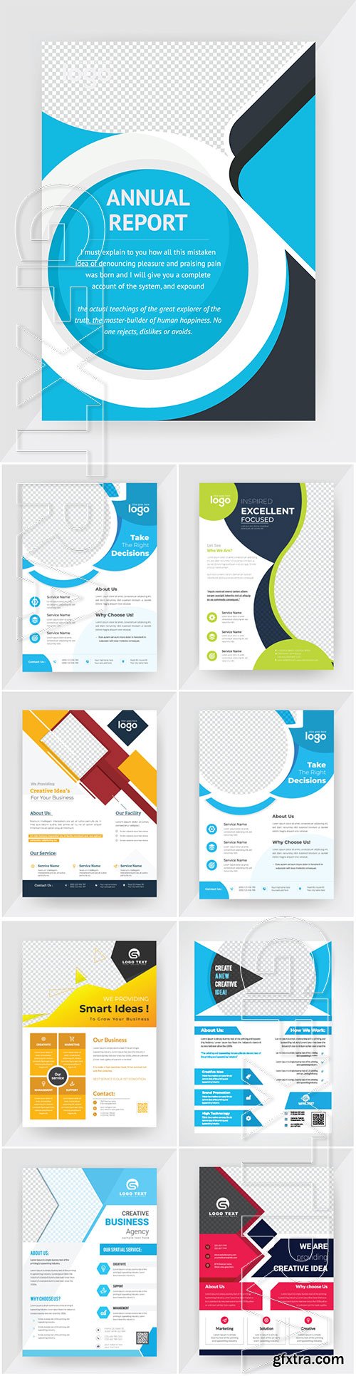 Annual report concept flyer vector template