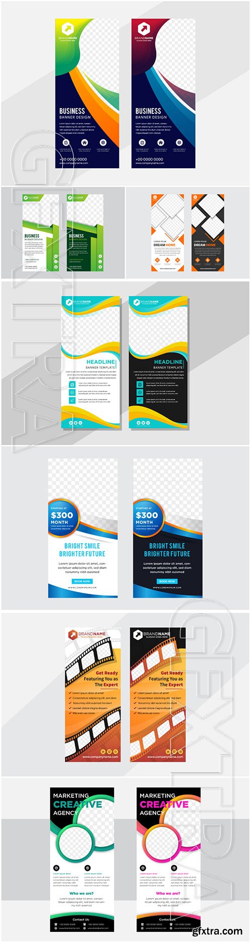 Roll up business flyer design, brochure vertical template vector