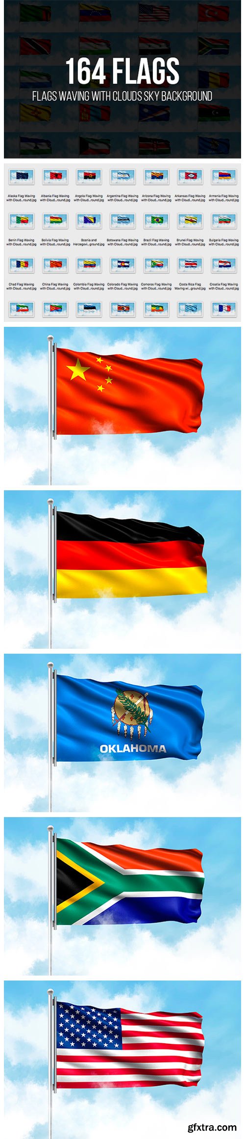 Flags Waving with Clouds Sky Background 4053638