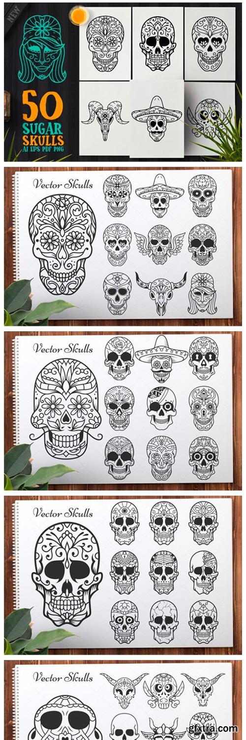 50 Vector Sugar Skulls 4057787