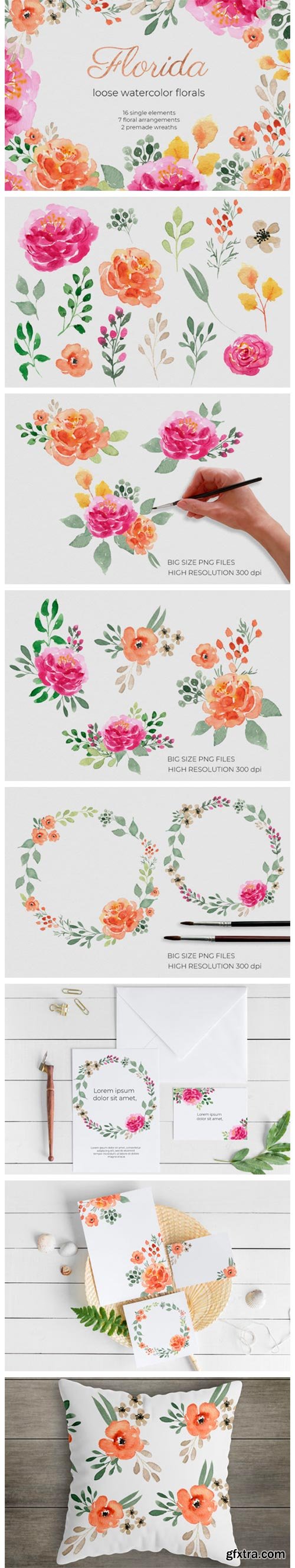 FLORIDA Watercolor Floral Cliparts 4054826