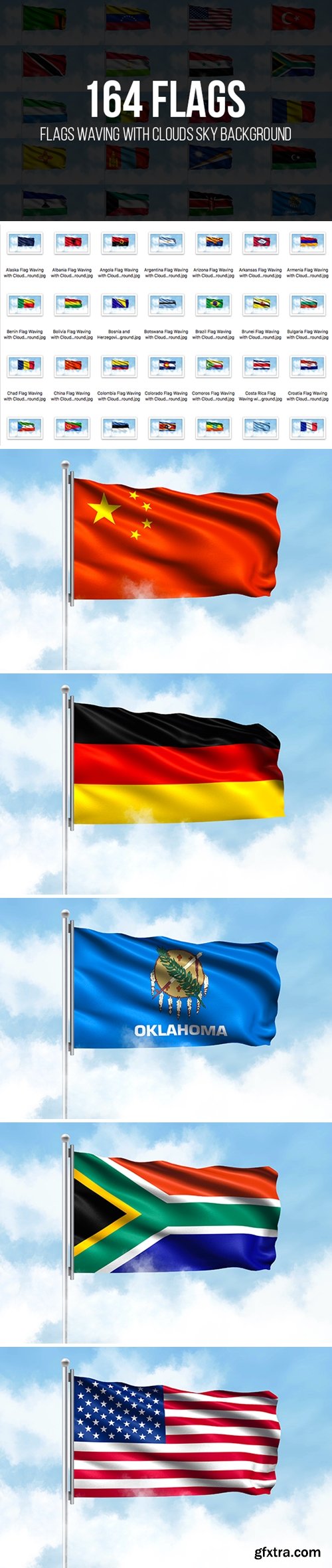 Flags Waving with Clouds Sky Background 4053638