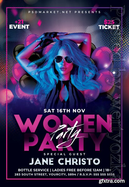 Womens party night - Premium flyer psd template