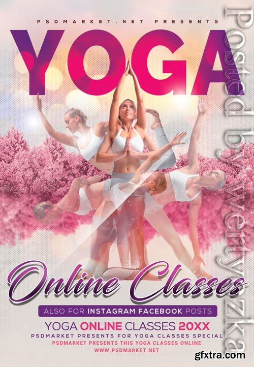 Yoga online classes - Premium flyer psd template