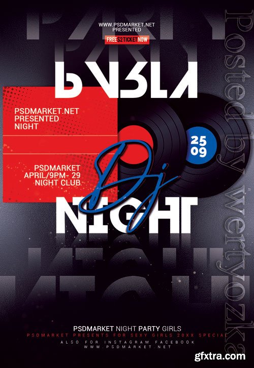 Dj party night event - Premium flyer psd template