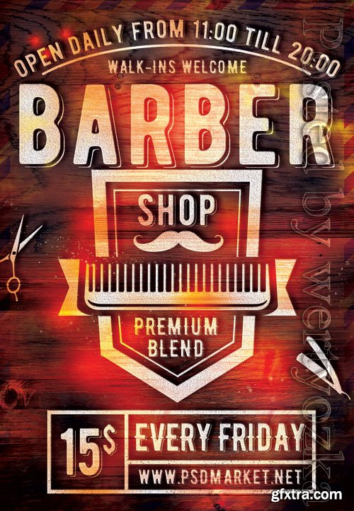 Barbershop event - Premium flyer psd template