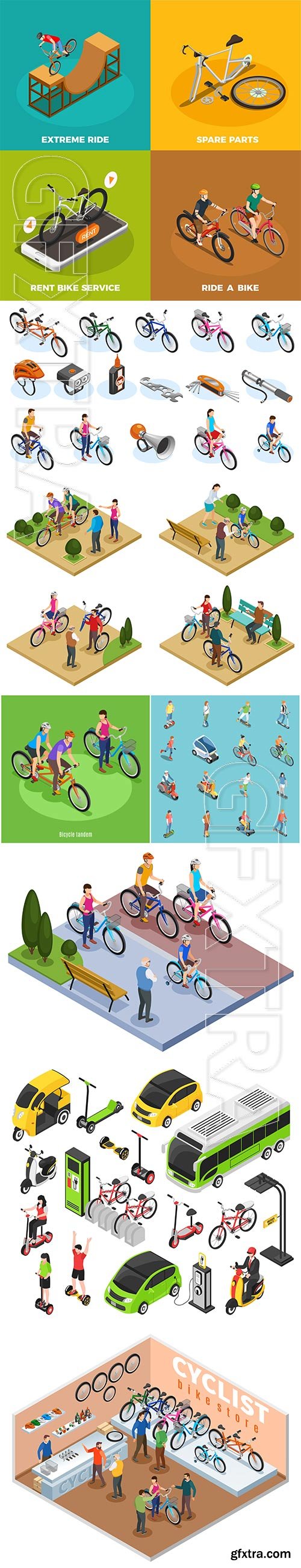 Bike store isometric composition vector illustration