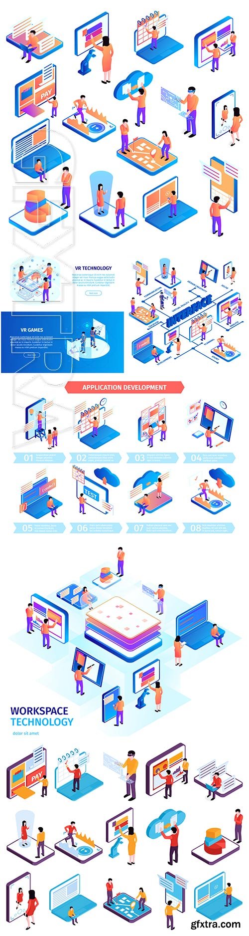 Isometric people interfaces infographics composition vector illustration