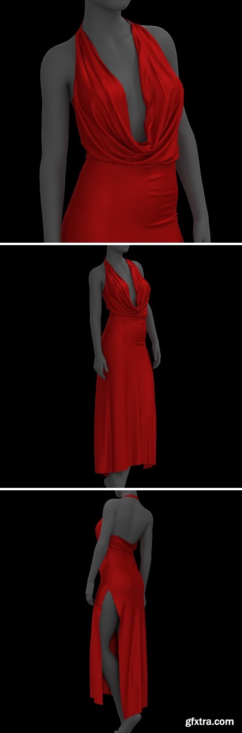 ArtStation – Womens – Red Silk Dress