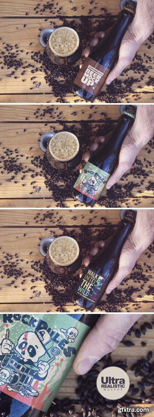 Beer & Hand Black Malt Mockup 4064054