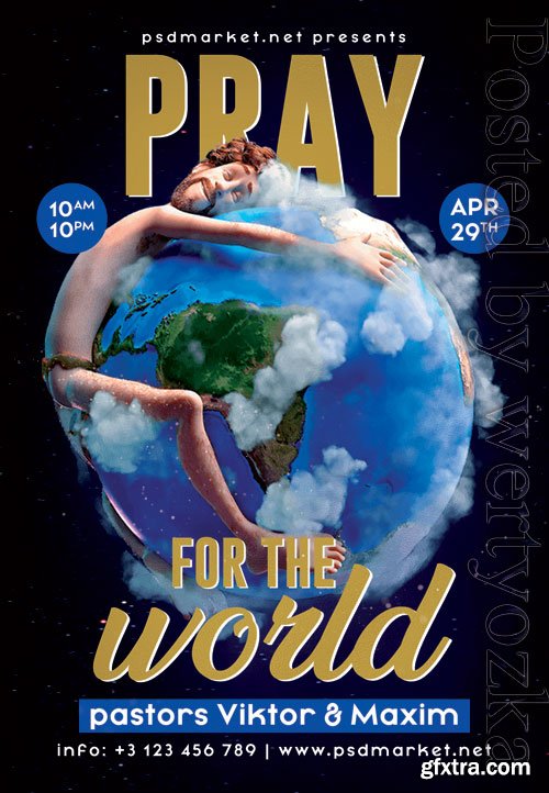 Pray for the world - Premium flyer psd template