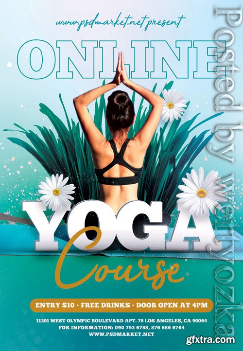 Online yoga course - Premium flyer psd template