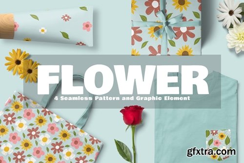 Flower Seamless Pattern And Graphic Element