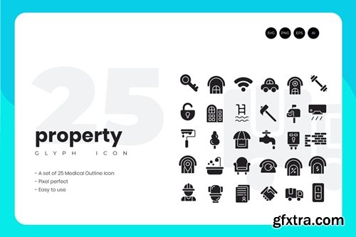 25 Property Glyph Icon Set