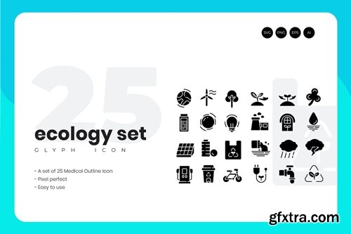 25 Ecology Glyph Icon Set