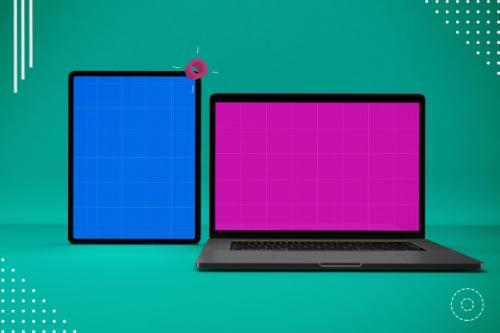 Abstract Laptop And Tablet Mockup Premium PSD