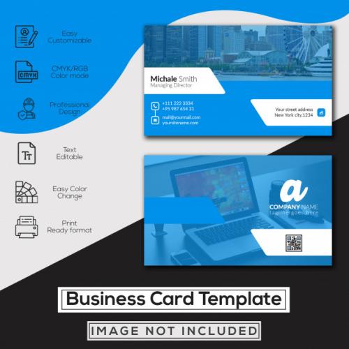 Corporate Light Blue Business Card Premium PSD