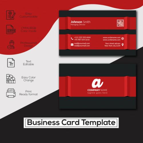 Corporate Red Wave Business Card Premium PSD