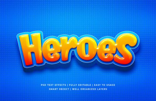 Heroes Text Effect Premium PSD