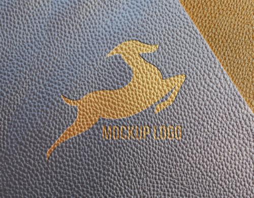 Logo Mockup Leather Realistic Premium PSD