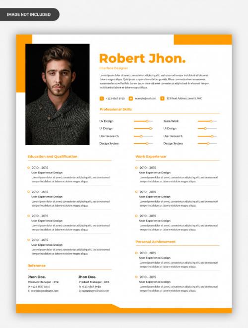 Modern Professional Yellow Resume Cv Template Premium PSD