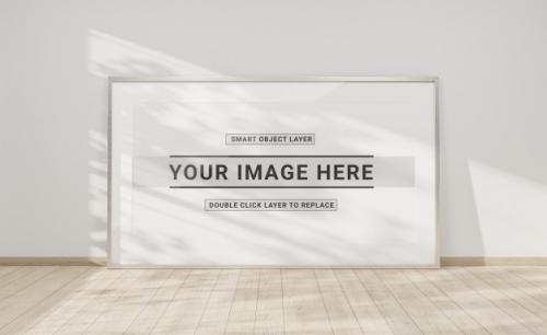 Silver Frame Leaning In Interior Mockup Premium PSD