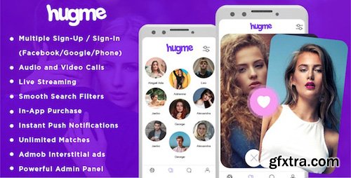 CodeCanyon - Hugme v1.3 - Android Native Dating App with Audio Video Calls and Live Streaming - 26313559