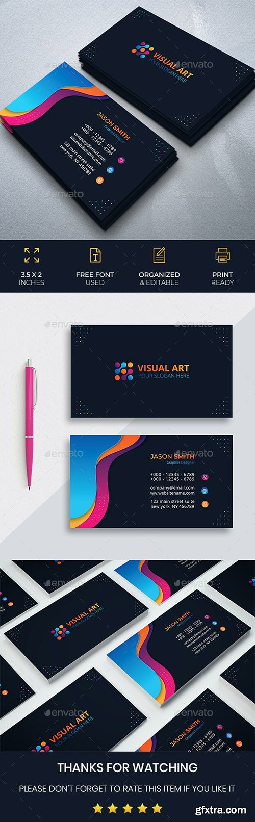 Modern Business Card with Colorful Shapes 26494123