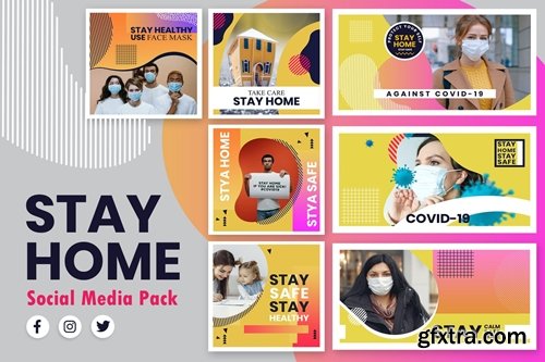 Stay Home Abstract Style Social Media Template