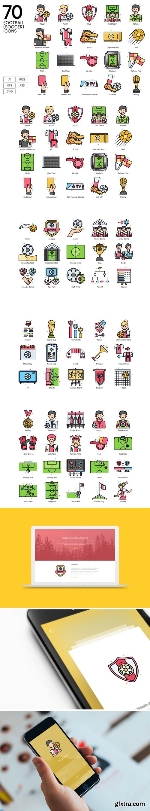 70 Football (Soccer) Icons | Vivid Series