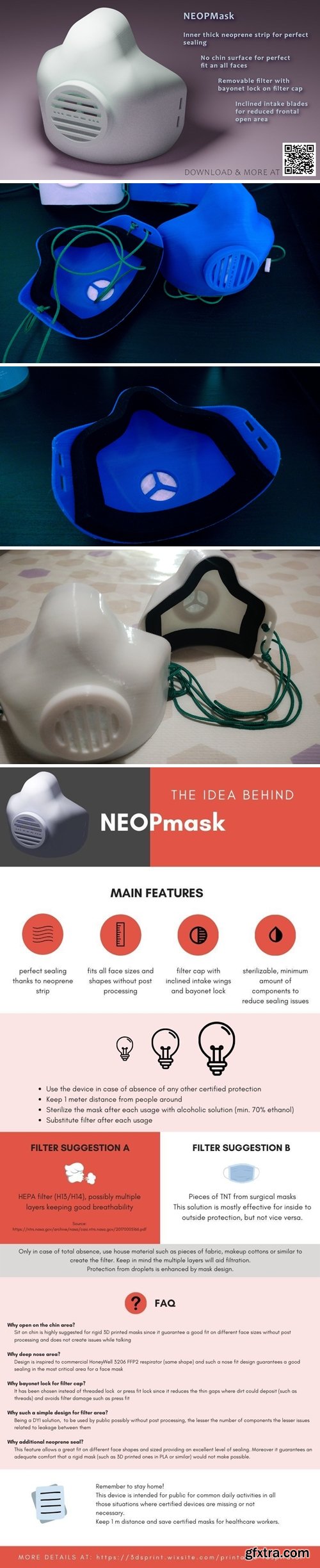 NEOPMask - 3D Printable mask with exchangeable filter - Base 3D print model