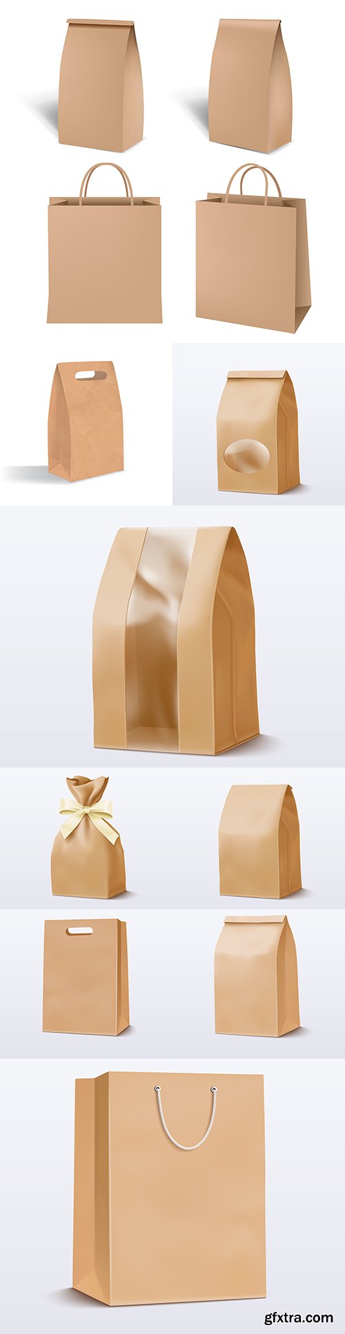 Paper brown bag for shopping package template illustration
