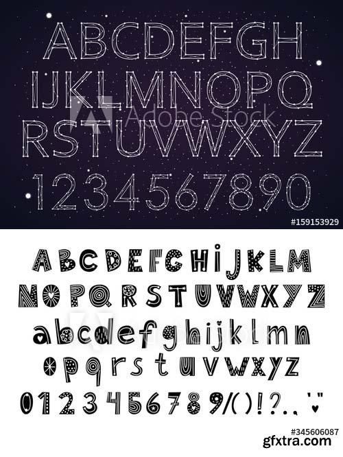 Constellation space star and Funny Font