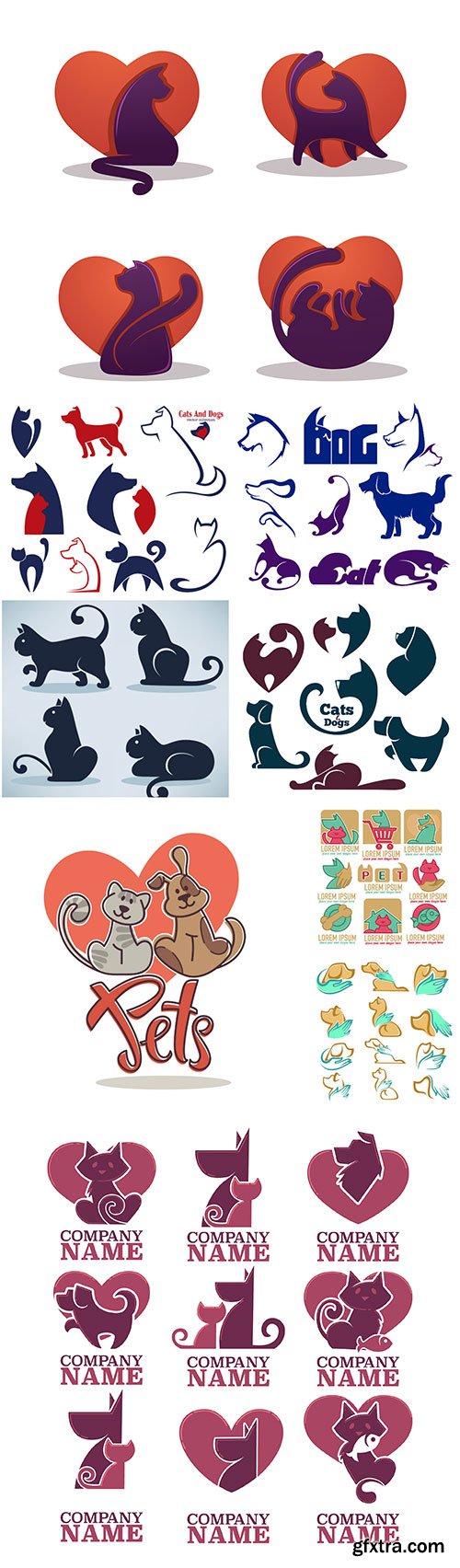 Lovely pets, vector collection of dog images for your logo