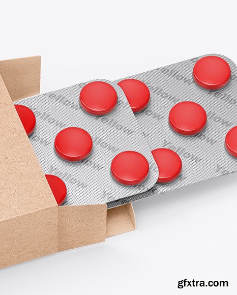 Kraft Box W/ Pills Mockup 59043