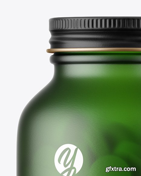 Frosted Green Glass Pills Bottle Mockup 59069