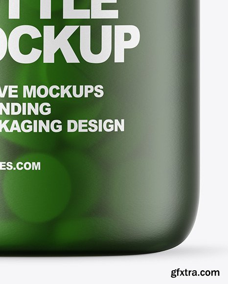 Frosted Green Glass Pills Bottle Mockup 59069