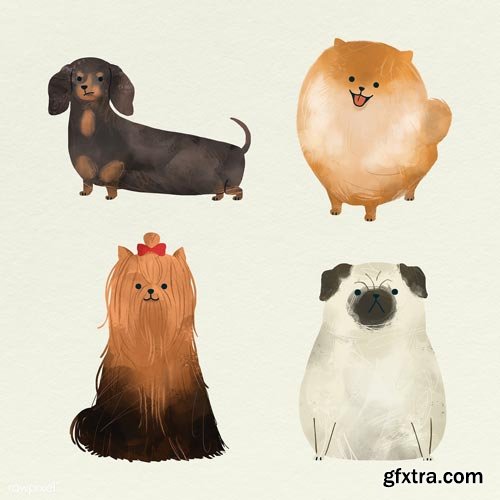 Friendly dogs watercolor collection template - 2089828