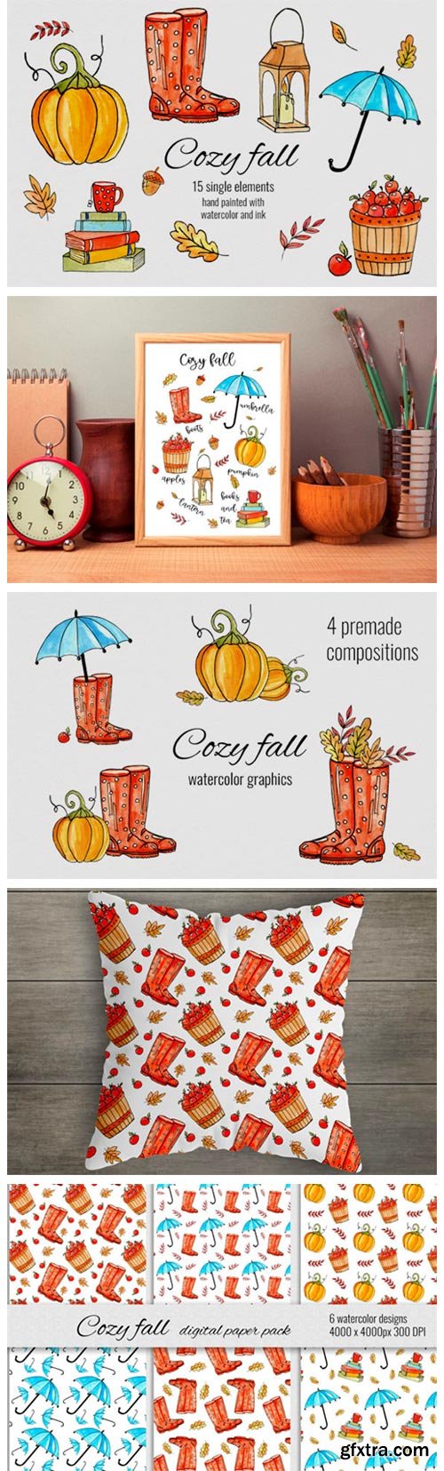 Cozy Fall Watercolor Set 4098967