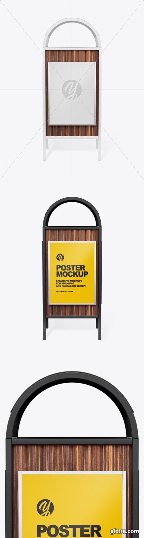 Rubbish Bin with Poster Mockup - Front View 54786